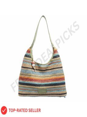 Woven Straw Tote Bag Summer Crochet Beach Purse Shoulder Bag with Zipper